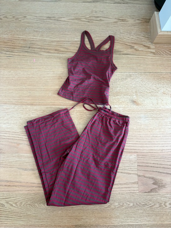 Lioness Pants - Women's Burgundy Stripe Set - Tank Top & Pants